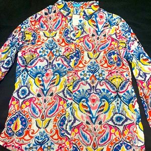 J.Mclaughlin button up white/vero beach blouse